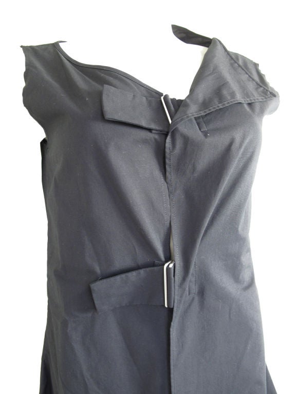 Yohji Yamamoto black cotton vest with buckle closures. 38