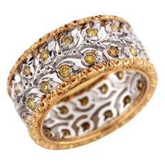 Buccellati Yellow Diamond Gold Leaf Motif Band Ring