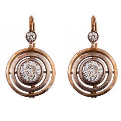 Victorian 1.89 Carats Diamond Gold And Silver Drop Earrings