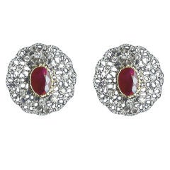 Buccellati Gold, Diamond and Ruby Earrings 11