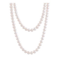 Pearl Necklace with Gold and Diamond Clasp
