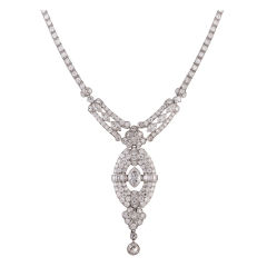 Art Deco 13.20 Carats Diamond Platinum Necklace