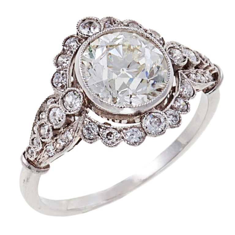 Edwardian Diamond Platinum Engagement Ring