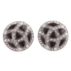 Art Deco Onyx Diamond Platinum Earrings 8
