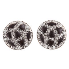 Art Deco Onyx Diamond Platinum Earrings