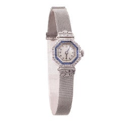 Art Deco Lady's Platinum, Diamond and Sapphire Wristwatch