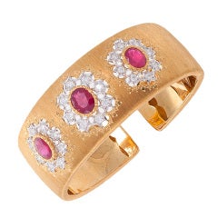 Buccellati Ruby Diamond Gold Cuff Bracelet