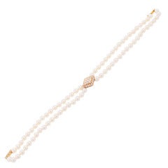 Pearl Diamond Gold Choker Necklace