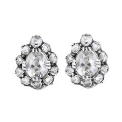 Victorian Diamond Silver Gold Stud Earrings