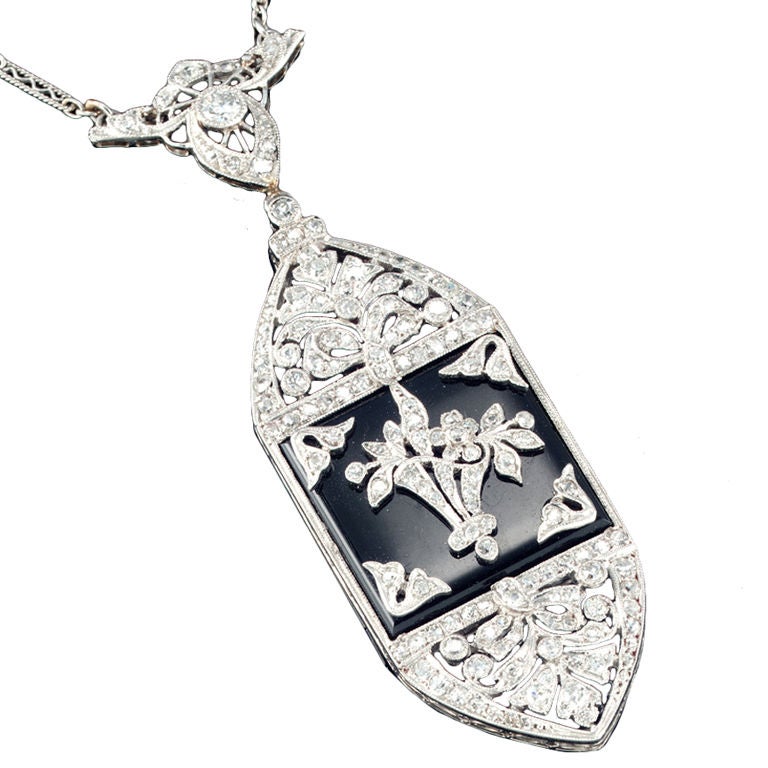 Unique Edwardian Onyx & Diamond Locket For Sale