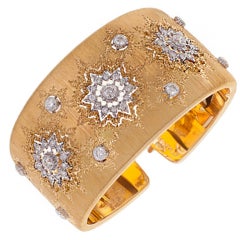 Buccellati White and Yellow Gold Diamond Cuff Bracelet