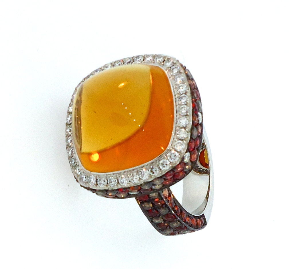 Cabochon Citrine and Diamond Ring