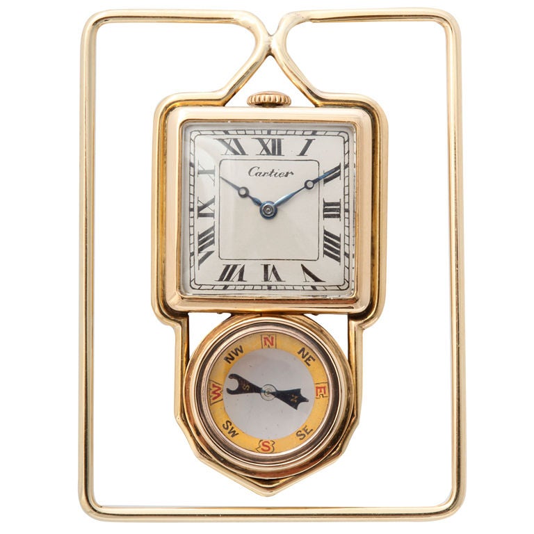 CARTIER New York Watch Compass Money Clip 1930's For Sale