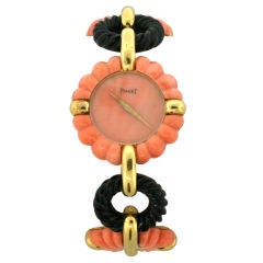 PIAGET Coral and Onyx Wristwatch