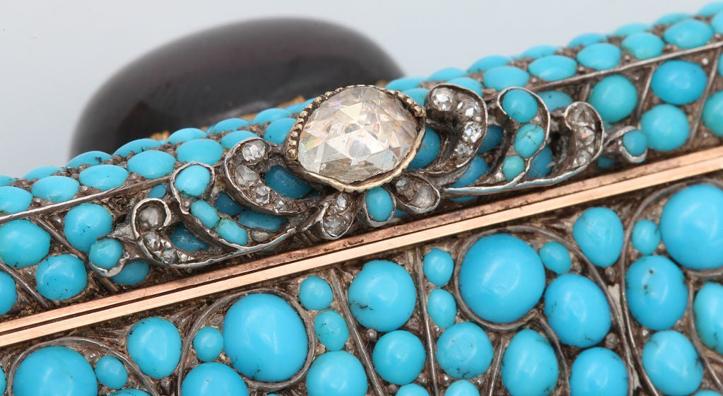 Women's or Men's RUSSIAN Turquoise Set Snuff Box C 1810 For Sale
