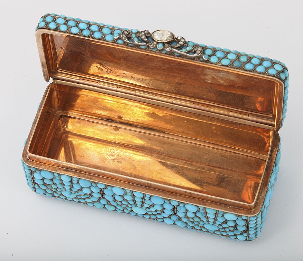 RUSSIAN Turquoise Set Snuff Box C 1810 For Sale 3