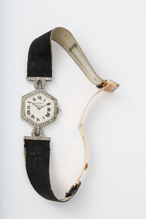 Women's CARTIER PARIS Art Deco Diamond Watch For Sale