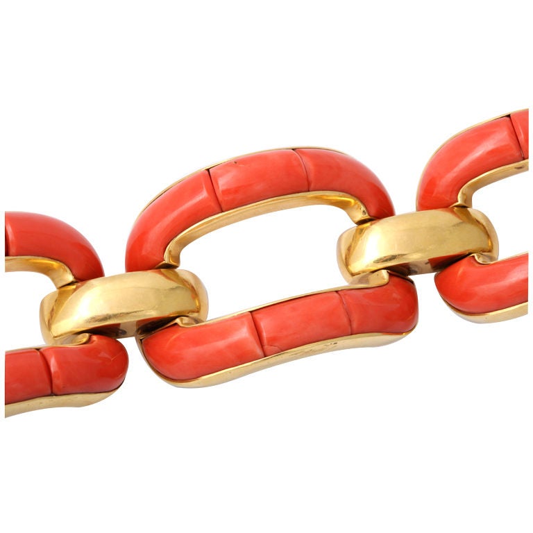 SEAMAN SCHEPPS Coral Link Bracelet For Sale