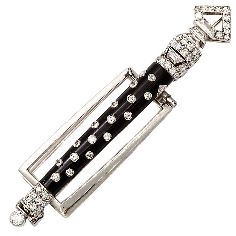 CARTIER PARIS Art Deco Diamond Onyx Lorgnette For Sale