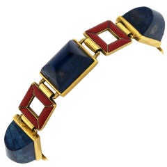 French Art Deco Lapis Lazuli Link Bracelet