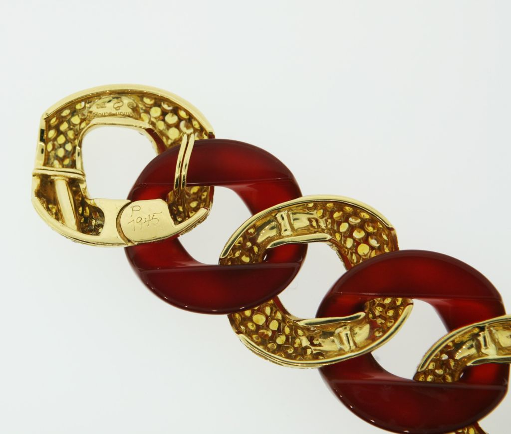 SEAMAN SCHEPPS Carnelian and Sapphire Link Bracelet For Sale 1