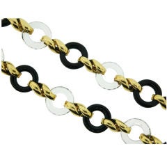 Gold Onyx and Rock Crystal Link Necklace