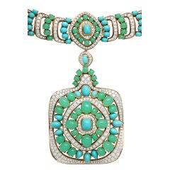 RENE KERN Diamond, Turquoise and Chrysoprase Suite