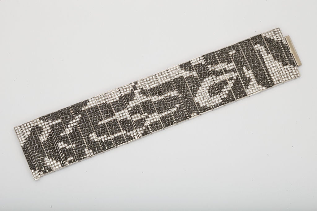 White and Black Diamond Link Bracelet