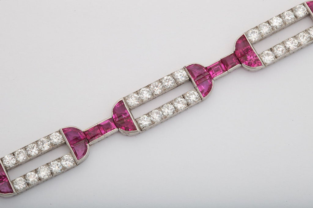 French Art Deco Diamond and Ruby Bracelet