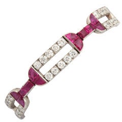 French Art Deco Diamond and Ruby Bracelet