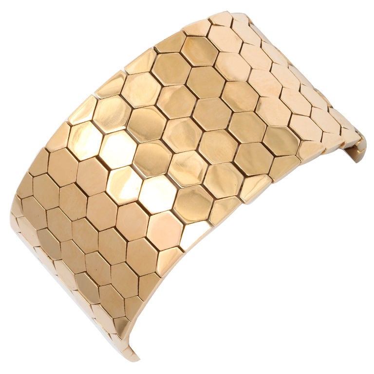Retro Wide Honeycomb Bracelet For Sale