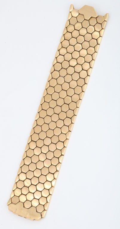 Retro Wide Honeycomb Bracelet For Sale 1