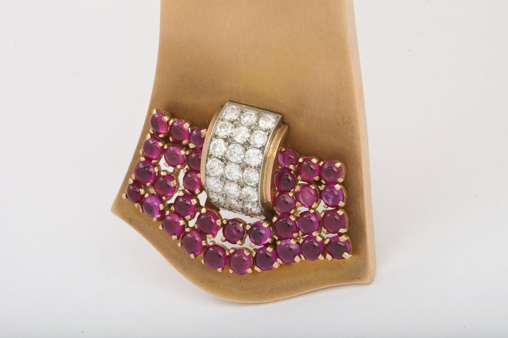 Retro Rose Gold Ruby and Diamond Bracelet