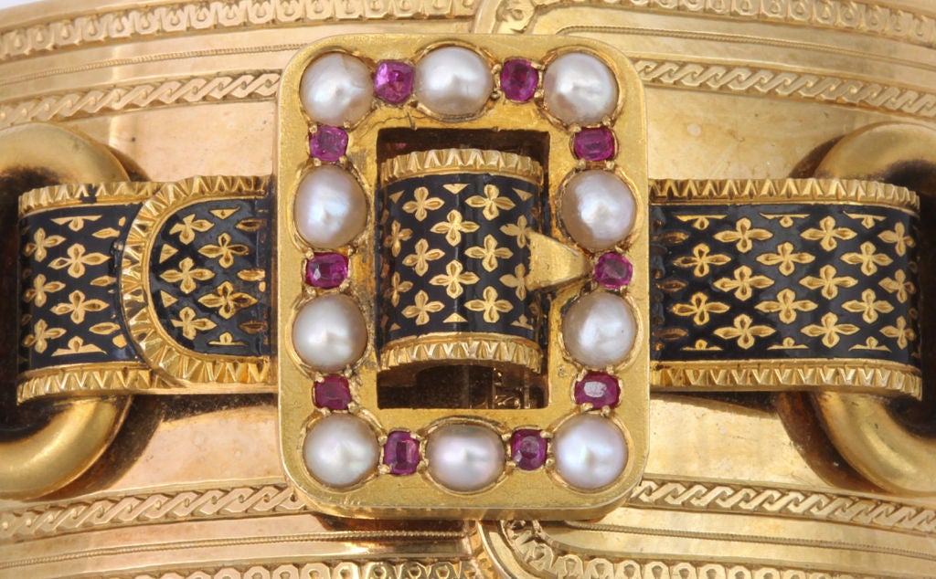Women's Victorian French Gold Buckle Bracelet For Sale