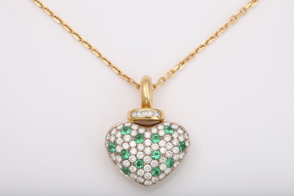 Emerald Diamond Heart-Shaped Pendant