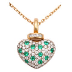 Emerald Diamond Heart-Shaped Pendant