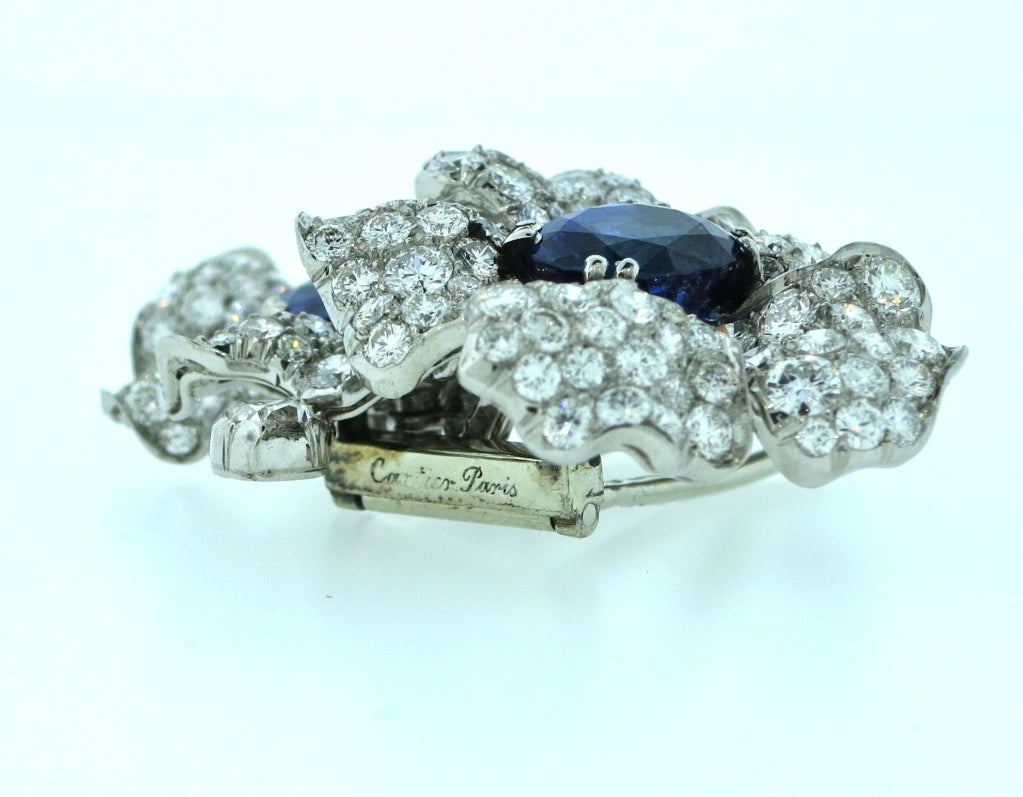 CARTIER PARIS Natural Sapphire Diamond Pin