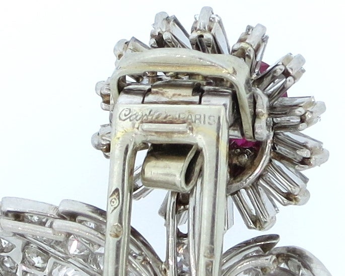 CARTIER PARIS Natural Ruby Diamond Pin