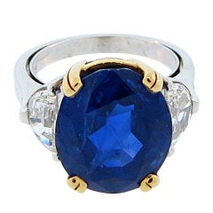 Natural Sapphire and Diamond Ring