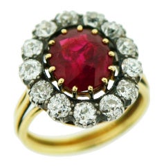 Burmese Ruby and Diamond Ring