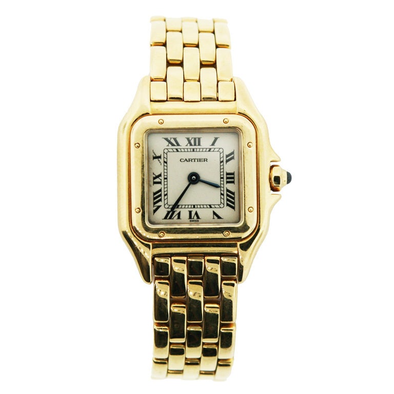 CARTIER PANTHERE Gold Wristwatch For Sale