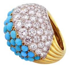 CARTIER PARIS Diamond and Turquoise Dome Ring