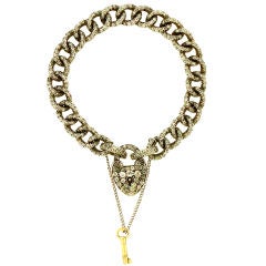 Victorian Romance Diamond Lock  Curb Link Bracelet