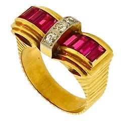 French Retro Ruby and Diamond Ring