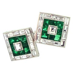 Stylish Emerald and Diamond Earrings