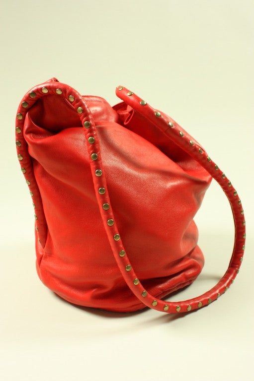 Women's 1980's Maud Frizon Studded Red Leather Handbag