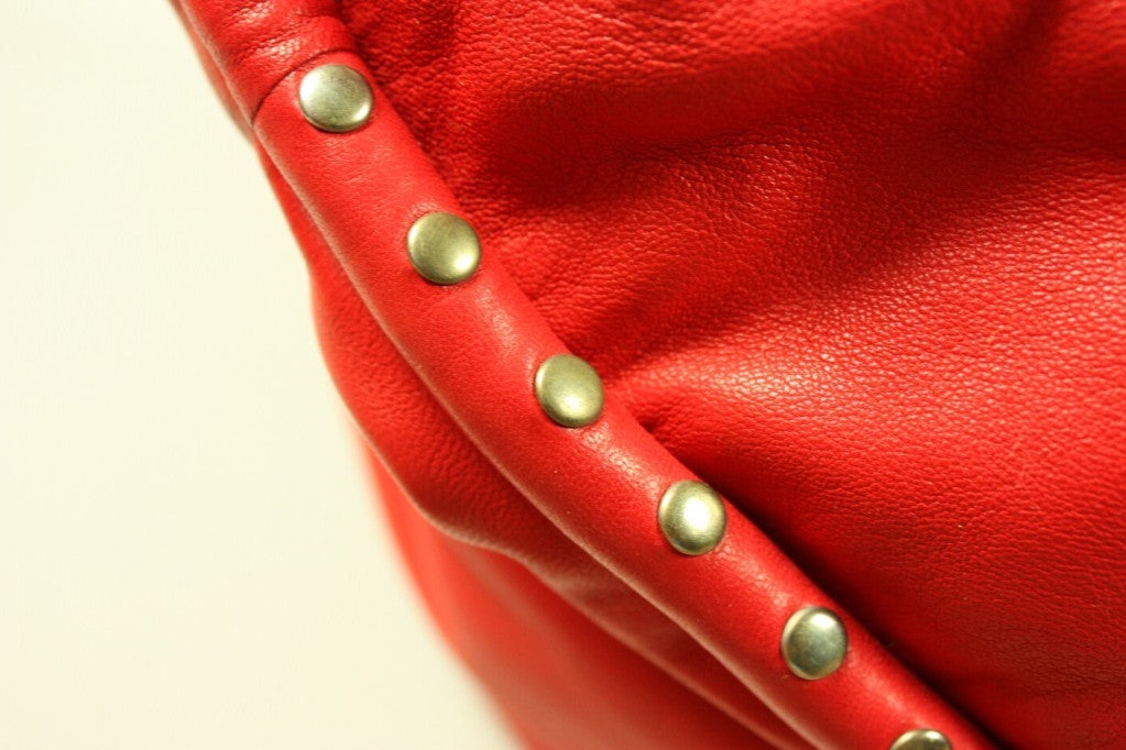 1980's Maud Frizon Studded Red Leather Handbag 3