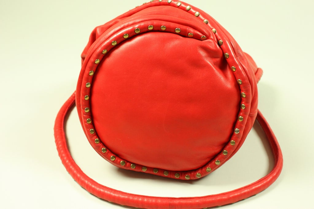 1980's Maud Frizon Studded Red Leather Handbag 4