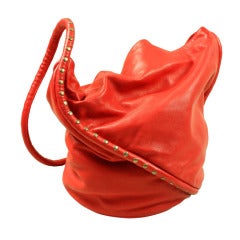 Retro 1980's Maud Frizon Studded Red Leather Handbag