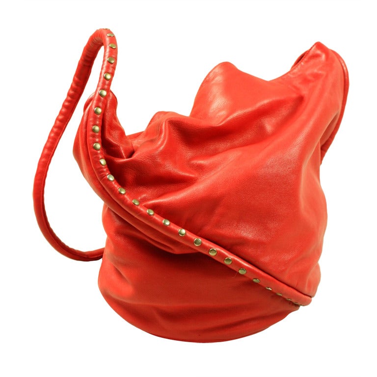 1980's Maud Frizon Studded Red Leather Handbag